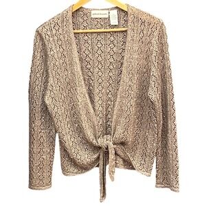 Vintage Y2K Alfred Dunner Sequin Tie Front Cardigan Shimmer Mermaidcore Boho